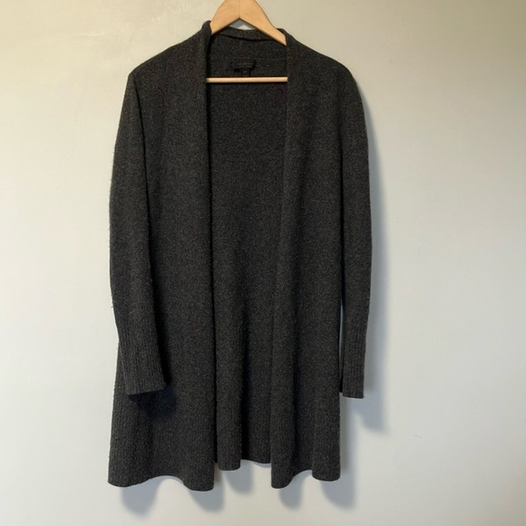 Saks Fifth Avenue 100% Cashmere Gray Open Front Cardigan - Picture 1 of 4